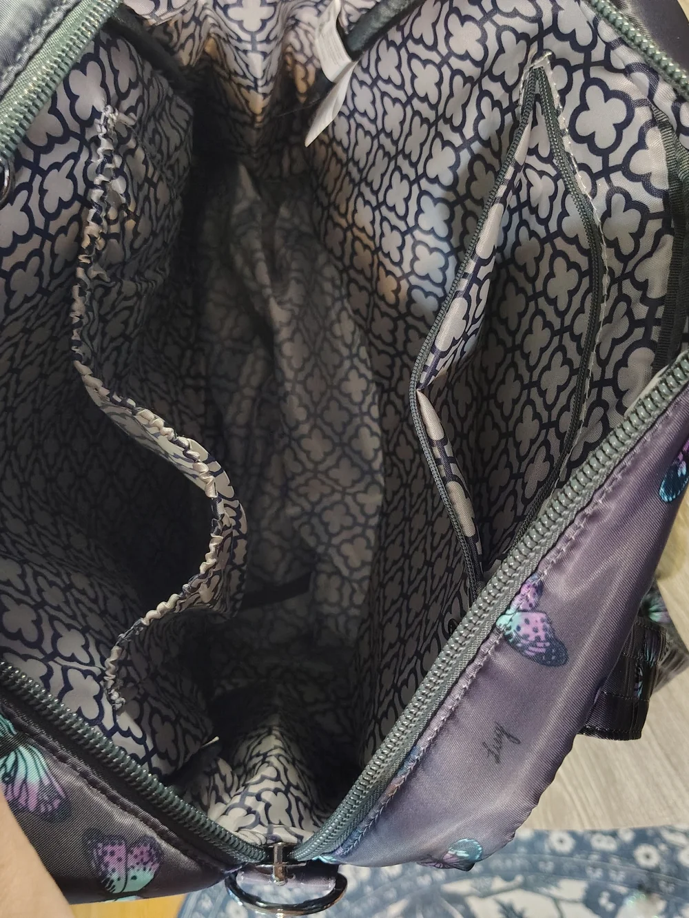 Lug Purple Multicolor Butterfly Comfortable Tote Bag Puddle Jumper LE